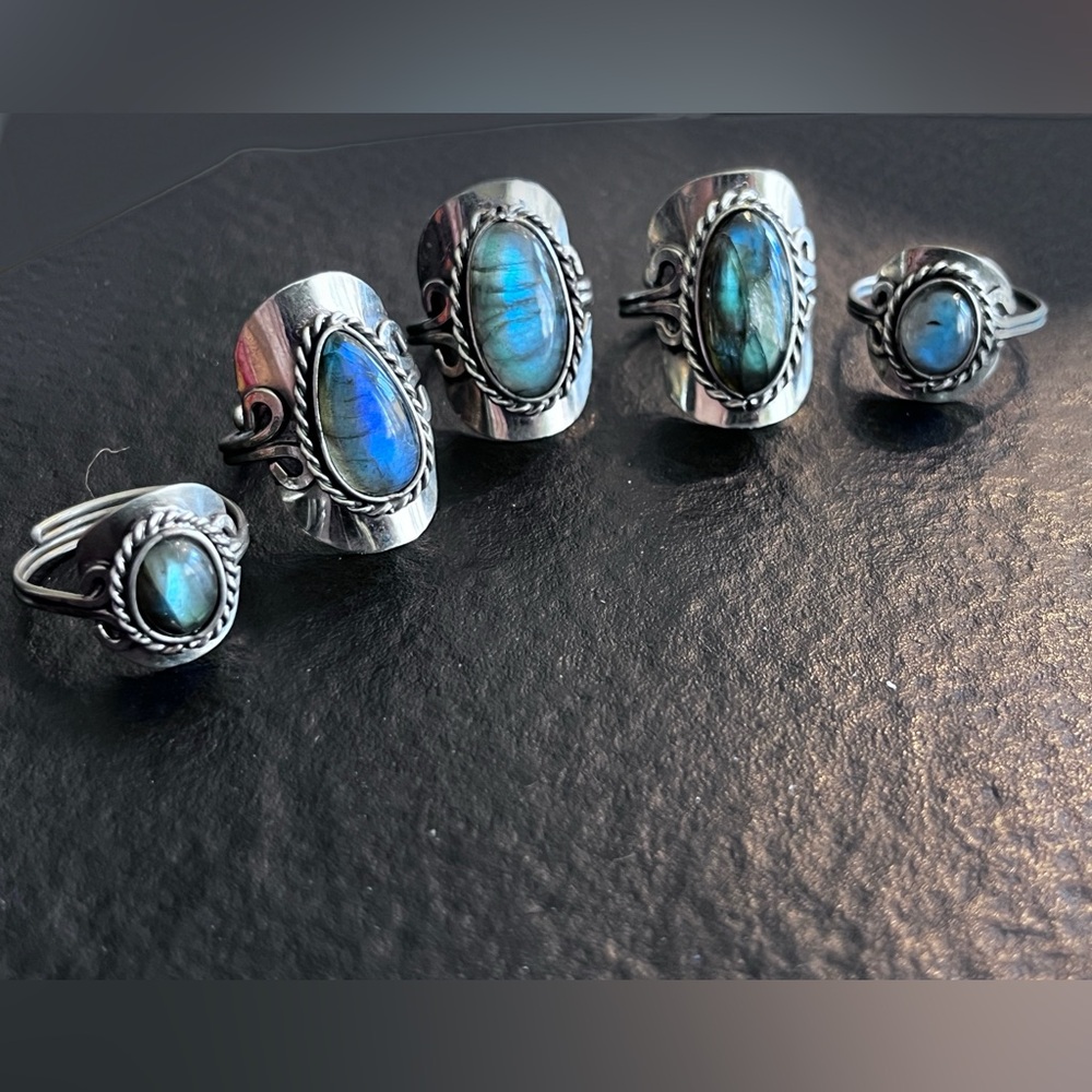 Various adjustable Rings- Mostly Peruvian, Genuine Gemstone - Picture 11 of 13